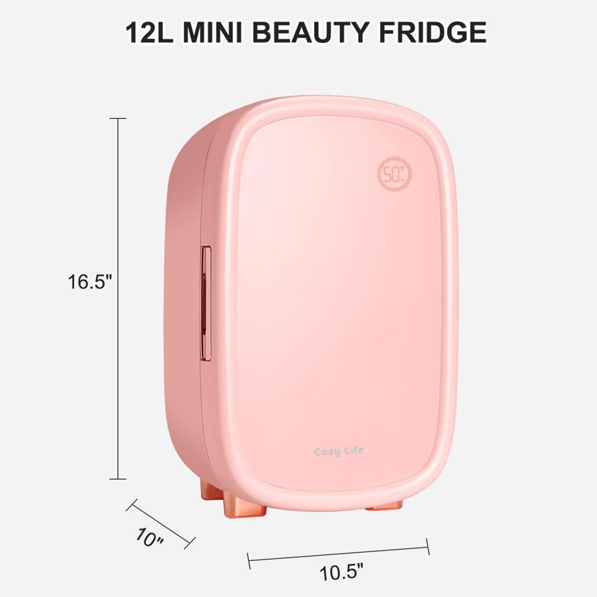 Skincare Fridge 12 Liter, Beauty Fridge for Comestic Storage, 10°C/50°F + Intelligent Constant Temperature Control Mini Compact Pink Cosmetics Refrigerator for Makeup Lipstick