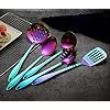 HOMQUEN Stainless Steel Kitchen Utensil Set - 5 Cooking Utensils, Rainbow Color Nonstick Kitchen Utensils Set, Colorful…