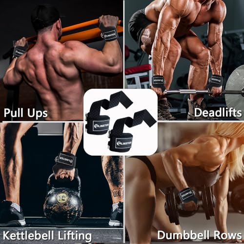 LINSTER Lifting Straps Strength Training with D-Rings, Robust Thick Comfortable Gym Lifting Straps with Neoprene Padded, Non-Slip 2-in-1 Lifting Straps for Weightlifting and Pulley Machine