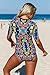 Aleumdr Womens Zip Front Printed Half Sleeve One Piece Swimsuit Rash Guard Swimwear Color Blocked Plus Size XL Size Multicoloured