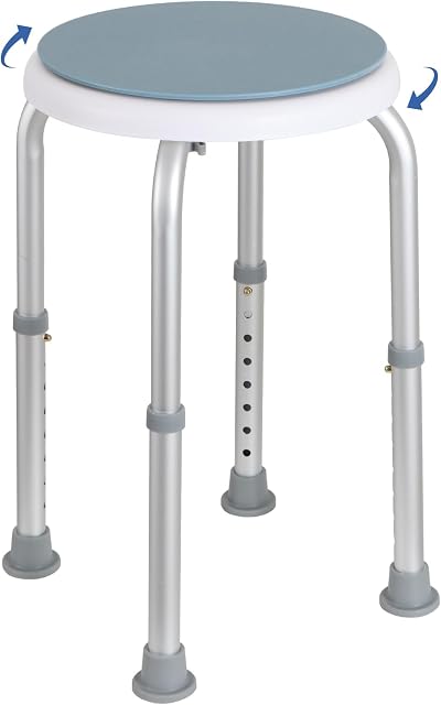 Panana 360° Swivel Shower Stool Aluminium Frame 7-Level Height Adjustable