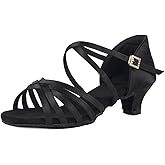 YCALCP Girls Latin Dance Shoes Silk Ballroom Salsa Tango Professional Performance Practice Dancing Shoes, Model EMXGG-ZSDB