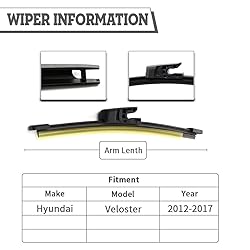 (Pack of 2) Rear Wiper Blade Set Replacement for