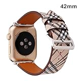 MeShow TCSHOW For Apple Watch Band Series 3 42mm,42mm Tartan Plaid Style Replacement Strap Wrist Band with Silver Metal Adapter for Apple Watch Series 3 2 1(Not fit for 38mm iwatch) (A)