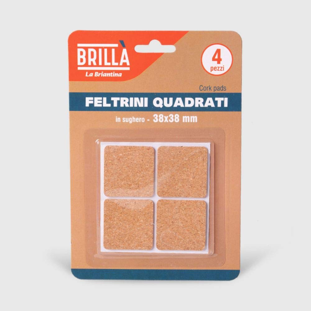 La Briantina 4 Pieces Cork Pads for Furniture, Furniture and Floor Protection, 3.8 x 3.8 cm, 4 Pieces