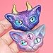 4Pcs/Set Small Cat Silicone Resin Epoxy Molds Crystal Beading Jewelry DIY Devil Cat Head with Three Eyes and Horns Necklace Pendant Casting Mold Hand Craft Resin Molds Fondant Molds
