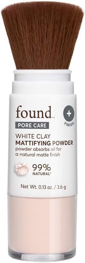 Skincare White Clay Mattifying Powder, 0.13 oz | Pore Care | Absorb Excess Oil & Shine, Makeup Setting | 98% Natural