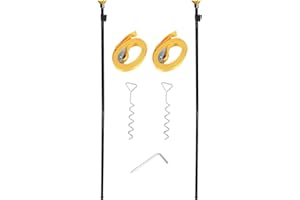 HUAALIUCHE RV Awning Tie Down Kit Pole with Yellow Strap, Awning Pole & Tie Down Kit Heavy Duty Campers,RV Awning Support Poles,Support System (Adjustable Length 78"-114") - 2 Pack