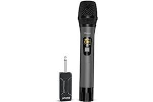 Bietrun Wireless Microphone Only for Mic Input, UHF Metal Dynamic Handheld Multipurpose Mic with Rechargeable Receiver (Work 4hs), 160ft Range, for Karaoke Machine, Amplifier Speaker, Mixer, Church