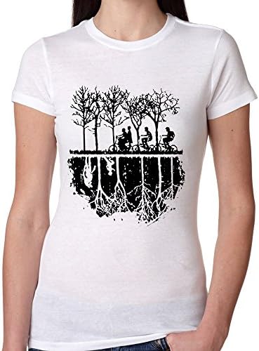 Stranger Things Silhouette Chase for X-Large White women T shirt