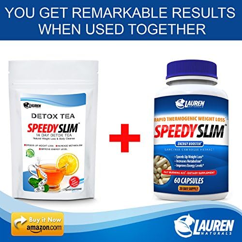 Lauren Naturals Organic Flat Tummy Tea Bags Detox and SpeedySlim Bundle To Lose Weight and Belly Fat -- No Risk Full Guarantee