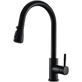 GIMILI Black Kitchen Faucet with Pull Down Sprayer Single Hole Kitchen Sink Faucet Suitable for Farmhouses RV Laundry Room Outdoor and Campers