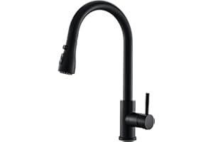 GIMILI Black Kitchen Faucet with Pull Down Sprayer Single Hole Kitchen Sink Faucet Suitable for Farmhouses RV Laundry Room Outdoor and Campers