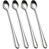 Long Handle Tea Spoon, IQCWOOD 9-Inch Long Handle Iced Tea Spoon, Coffee Spoon, Ice Cream Spoon, Stainless Steel Cocktail Sti