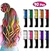 Kids Hair Chalk Comb - Tiaoyeer 10 Colors Temporary Hair Comb Salon, Non-Toxic Washable Hair Dye Colors for Halloween Christmas Birthday Party, Cosplay, Concert, Safe for Kids & Adults