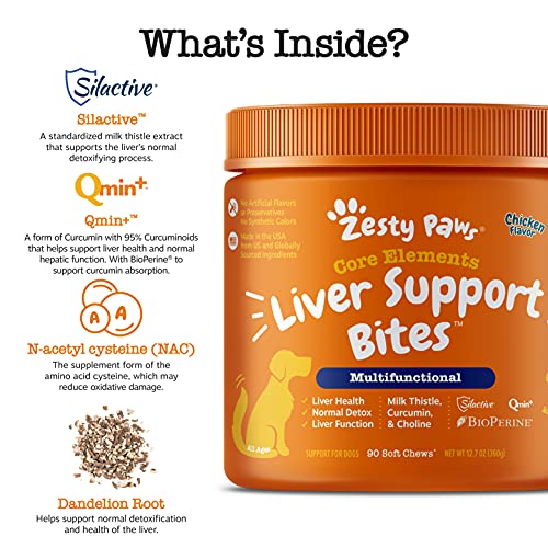 Zesty Paws Liver & Kidney Support Supplement for Dogs with Milk