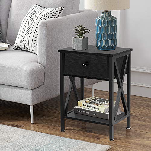 VECELO Nightstand Modern Side End Tables Night Stand with Bin Drawer
