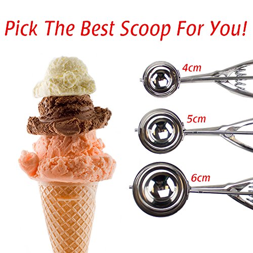 3 Pack Stainless Steel Mechanical Ice Cream Scoops by Kchen