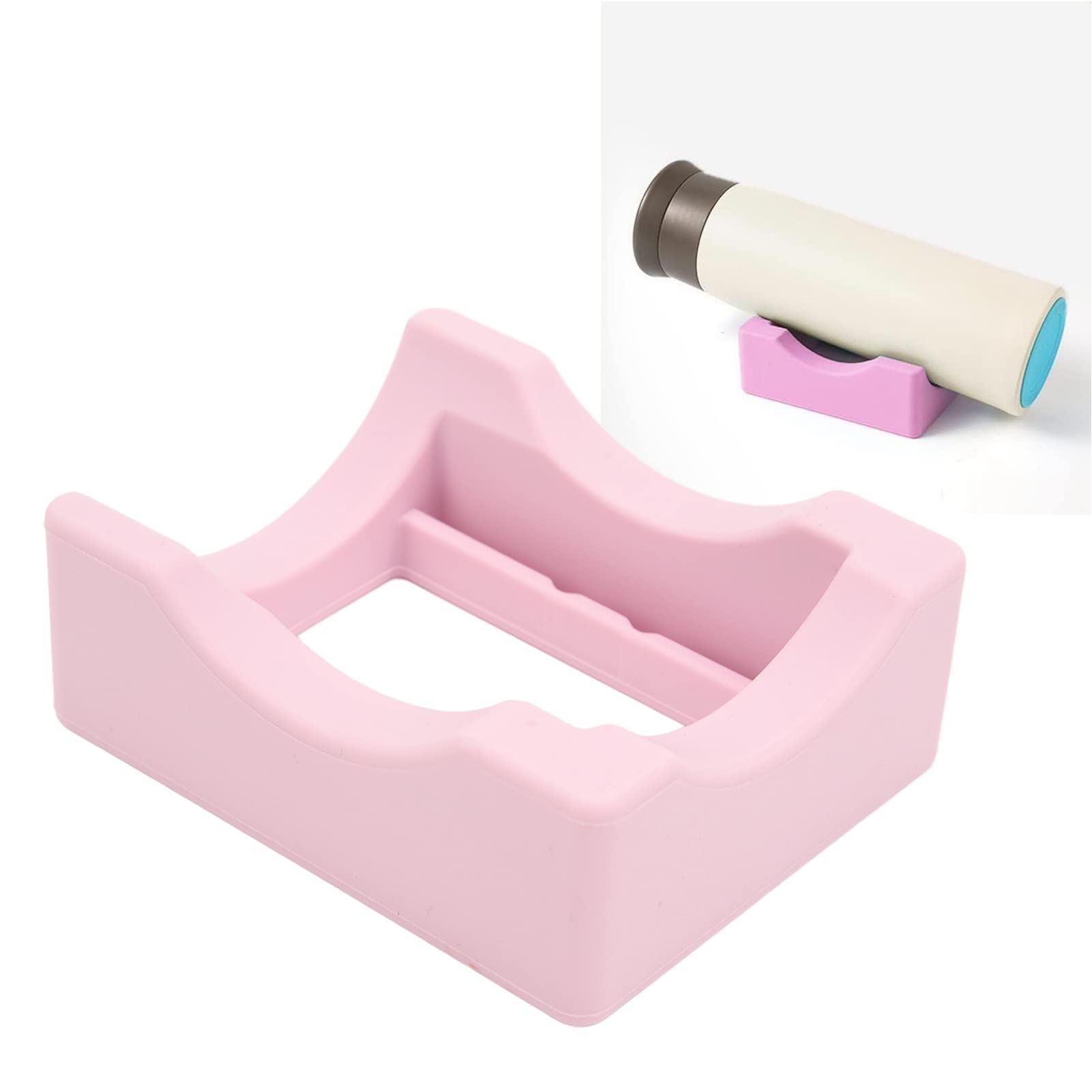 Topiky Silicone Cup Cradle for Tumblers with Built in Slot, Tumbler Holder with Felt Edge Squeegee for Crafting Making, Tumbler Holder for Crafts Use to Apply Vinyl Decals for Tumblers (Pink)