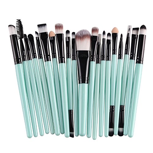 Rurah Fashion 20 PCS Makeup Brush Set Professional Face Eye Shadow Eyeliner Foundation Blush Lip Makeup Brushes Powder Liquid Cream Cosmetics Blending Brush Tool ,Black green