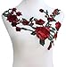 1piece Lace Neckline Collar Red Green Flower Embroidered Motif Applique Lace Fabrics Venise Sew on Patches Scrapbooking T1417