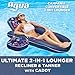 AQUA Campania Ultimate 2 in 1 Recliner & Tanner Pool Lounger with Adjustable Backrest and Caddy, Inflatable Pool Float, Navy Hibiscus primary