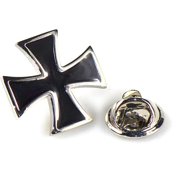 Knights Of Malta Templar Cross Hat Pin - Black Enamel, Silver Finish Pewter, Large (1 3/8" X 1 3/8") - View #8