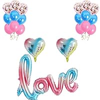 Iridescent Rainbow Love Heart Foil Confetti Balloon Letter Latex Balloon for Birthday Romantic Wedding Bridal Valentine