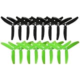 RAYCORP 5040 3-Blades 5x4x3 Propellers. 16 Pieces (8CW, 8CCW) Black & Green 5-inch Tri Blades Quadcopter & Multirotor Props + Battery Strap