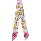 JERLA 100% Mulberry silk Scarf Head Hair Ribbon Handbag Handle wrap Tie Bundle Neckerchief Scarf for women