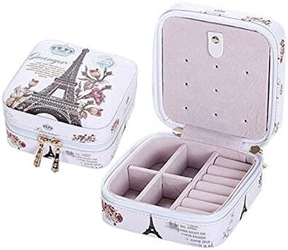 Portable Jewelry Box, Fashion Travel Jewelry Organizer Holder for Earrings Rings Necklaces (Eiffel Tower)
