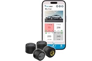 FOBO TIRE LITE TPMS Sensor - Wireless Tire Pressure Monitoring System with Bluetooth 5.0 | Real-Time Tire Pressure Sensor | Easy DIY Installation for Car SUV & 4x4 | Compatible with iOS & Android