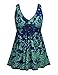 Firpearl Women's Retro Tie Front Swimdress Ruffle Plus Size Tankini Top Swimsuit