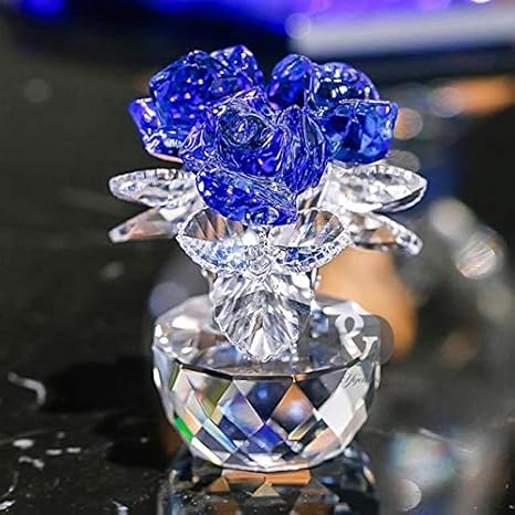 Amazon Zlbyb 3色のクリスタルガラスの花の置物ブーケの彫刻ホームカー飾り装飾結婚式 Color C 置物 オブジェ オンライン通販