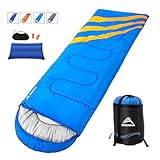 BISINNA Camping Sleeping Bag-3 Season Warm & Cool Weather – Summer, Spring, Fall, Waterproof,Lightweight for Kids,Girls, Boys, Teens & Adults-Great for Indoor & Outdoor Use, Backpacking & Hiking
