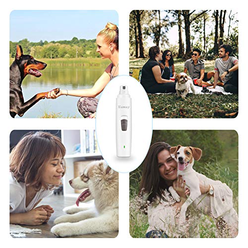 Euway Dog Nail Grinder Cat Claw Clippers Pet Paw Trimmer Electric Gentle Rabbit Bird Toe Grooming Tool for Large, Medium and Small Pets