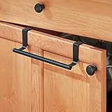 mDesign Over-the-Cabinet Towel Bar Holder for Bathroom or Kitchen - 9", Matte Black (Kitchen)