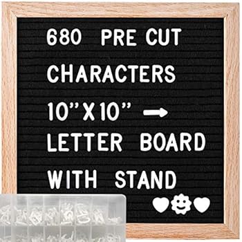 ABELL Felt Letter Board Include 680 Pre-Cut Letters, 10x10 Inches Message Changeable Board for Farmhouse Office Rustic Home Decor