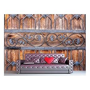 Carved Wooden Door Detail Texture - Removable Wall Mural | Self-Adhesive Large Wallpaper - 66x96 inches