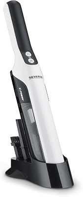 Aspirador manual sem fios, aspirador silencioso para cabelo com acessório para móveis e teclados, aspirador pequeno com bateria até 30 minutos, branco/preto mate, HV 7140