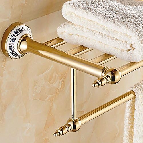 Ueannryer Towel Rack, Bathroom Rack, Bathroom Gold-Plated Antique Ceramic Bath Towel Rack,Golden