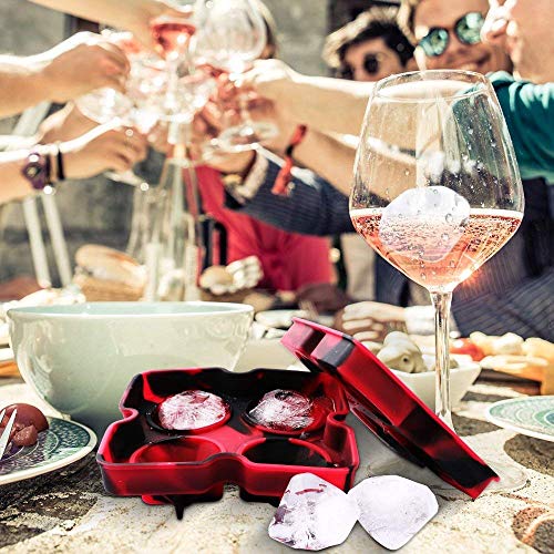 Bella Vino 2 Pack Ice Cube Trays with Lids,16 Diamond Ice Cubes, Silicone BPA-Free Stackable Easy Release Ice Molds Multi-use Storage Containers for Ice, Whiskey, Candy and Chocolate, Red & Black - Thumbnail 4
