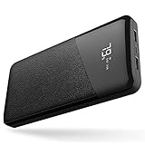 VanSaTa Power Bank, 22400mAh Portable Phone Charger Musfun External Battery with LCD Screen, 2.1A Input Port, and 2 Output Ports for Smart Phone, Tablets and Other Devices, Black
