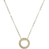 Designed By Stacey Handmade Open Circle Necklace, 14K Gold-Filled Chain, Dainty CZ Pendant Necklace, Spring Jewelry, Gifts for Women, Mother's Day, Birthday, Wedding, 16 to 18" Adjustable Chain