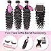 8A Brazilian Virgin Hair Deep Wave Bundles With Closure 100% Human Hair Bundles With Closure Unprocessed Virgin Hair Bundles Hair Weave Deep Curly Human Hair Extensions(14 16 18+14 free part)