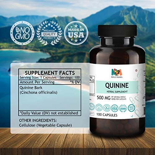 Maui Herbs Quinine Vegan Capsules Muscle & Leg Cramps Relief, Overall Digestive Health