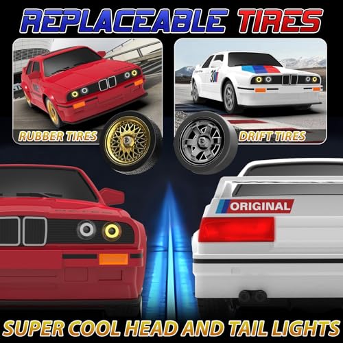 1:16 Scale High Speed RC Drift Car 4WD Remote Control Racing Car with LED Lights, 2 Rechargeable Batteries, RTR Ready to Run Electric Drift Car Toy for Kids and Adults Gifts