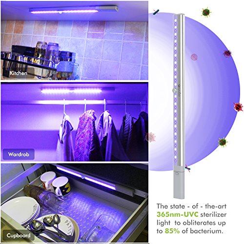 20 LED Motion Sensor Wardrobe Lights with UV Sterilizer, 2in1 OxyLED