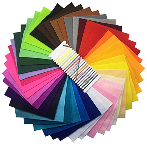 Misscrafts Soft Felt Fabric Squares 40 Assorted Colours (15*15cm)