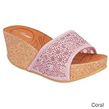 Forever Womens Cork Wedge Open Toe Rhinestone Embellished Sandals